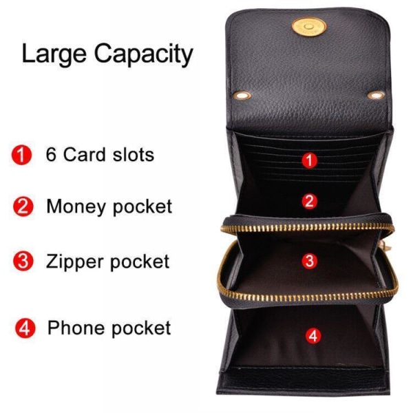 Mobilveske i ekte skinn Lommebokkortholderveske med skulderstropp Red
