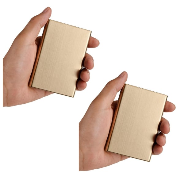 2 Pack Stilren Exklusiv Stål Korthållare / Plånbok - RFID Säker Gold
