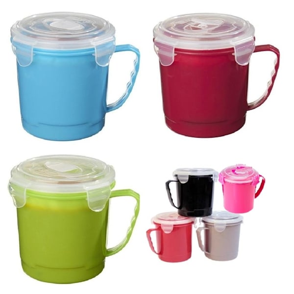 Soppmugg Mikrovågsugn m Handtag, Lock o Ventilationslock Rosa