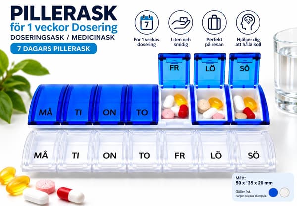 Pillerask för 1 Veckas Dosering – 7 Dagars Doseringsask / Medicinask