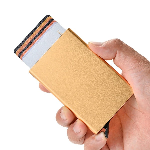 Korthållare med RFID-skydd . Pop-up . 15 Olika Färger - Guld