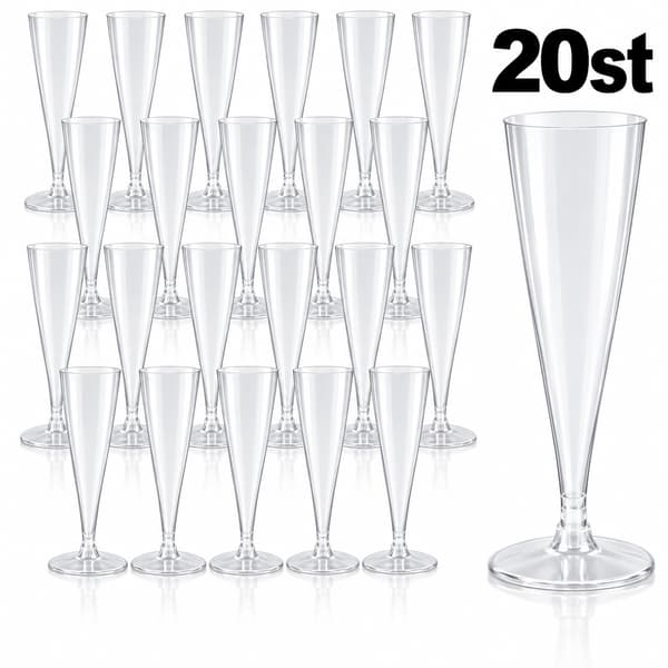 20-Pack återanvändbara Klara Champagneglas i Plast 133ML