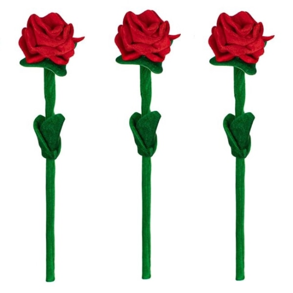 3 roser i fløjl 45cm. Valentins Dag