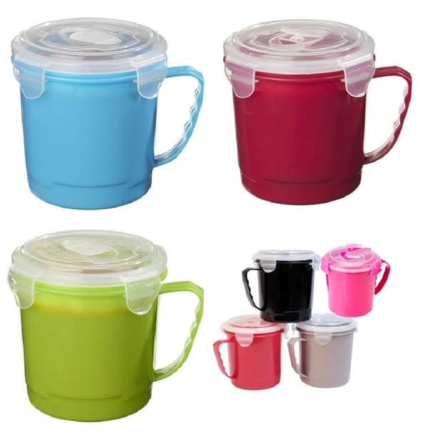 Soppmugg Mikrovågsugn m Handtag, Lock o Ventilationslock Rosa
