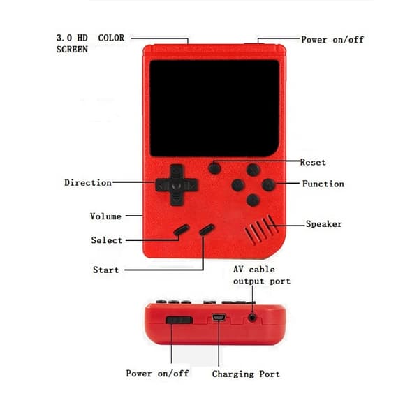 400 Inbyggda Retro Spel Gameboy Handspel. Laddningsbar Blå