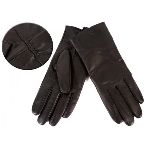 Svarta Dam Panel Läder handskar - Stl S/M/L Black S