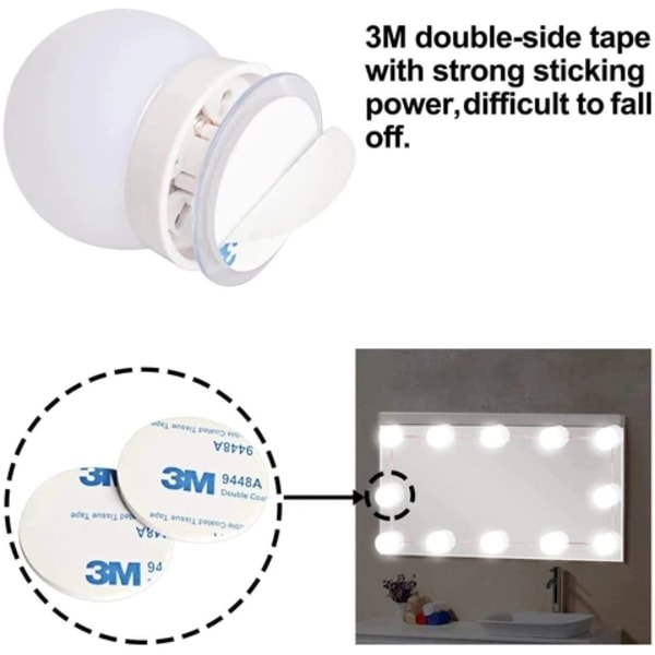 10st LED-lampor för Sminkspegel m Dimmer