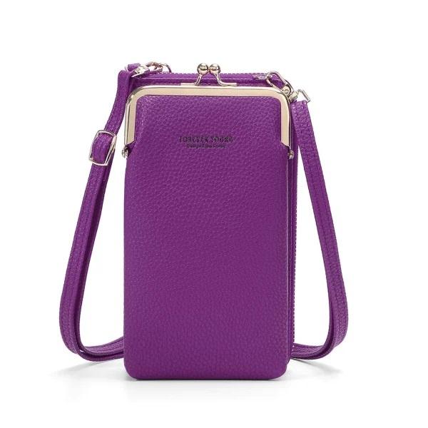 Mobiltaske Pung Kortholder Taske med skulderrem. 10 farver Dark purple