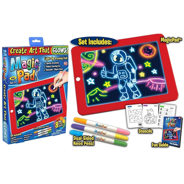 Strålningsfri Magic Pad Light Up LED Board .Rita Radera Repetera Blue