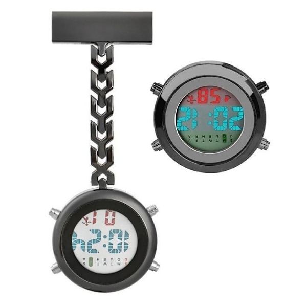 Digital Sjuksköterskeklocka m Belysning Alarm mm . Vårdklocka SILVER