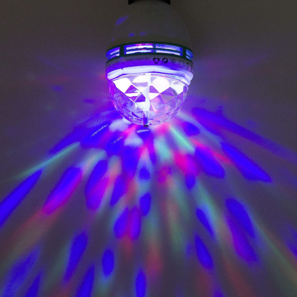 Pyörivä monivärinen LED-discolamppu. E27