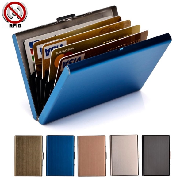 Stilig eksklusiv stålkortholder / lommebok Blue