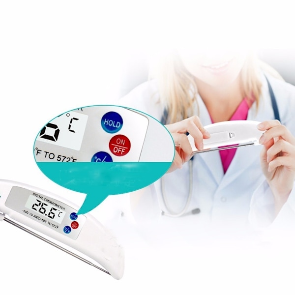 Grilltermomter - Digital Termometer i Vikbar Design Silver