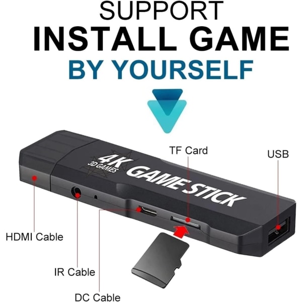 Trådlös 4K HD TV-Spel m Hdmi Stick Anslutning o 30000 Spel 64GB