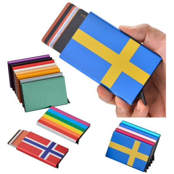 Kortholder med RFID-beskyttelse. Pop op. Sveriges flag Sverige Flagga
