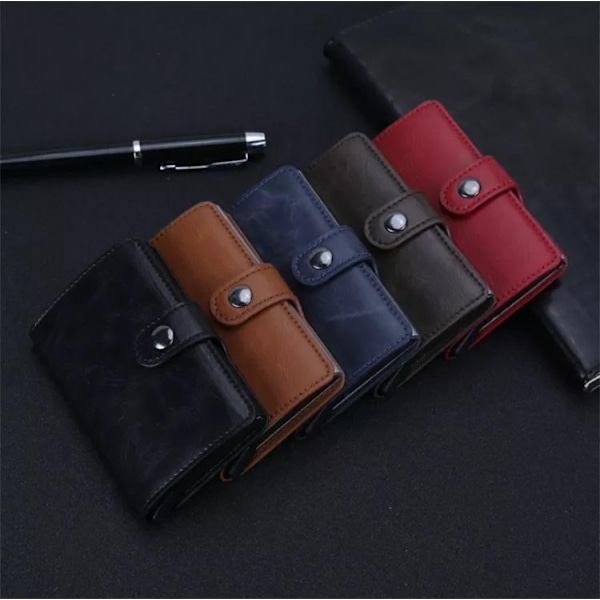 RFID-skydd Pop-up Korthållare m Jacka o Knapp Dark brown
