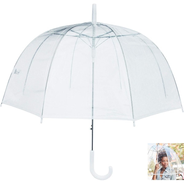 Transparent Dome Paraply i klar pvc-plast