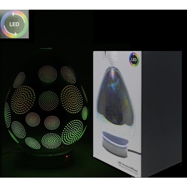 Silvrig Luftfuktare 3D Firework Aromalampa LED-ljus.