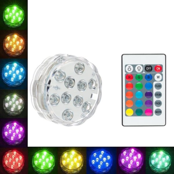 Vedenpitävä LED-valo vaihtaa 16 väriä o Kaukosäädin