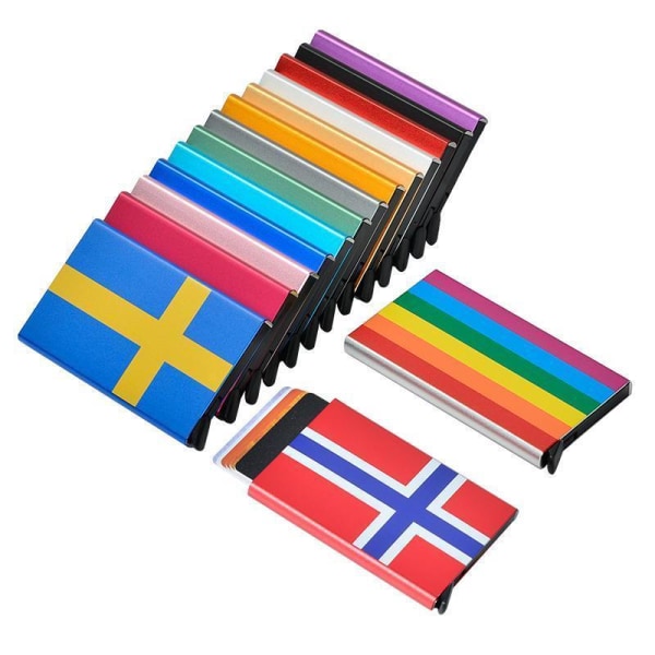 Kortholder med RFID-beskyttelse. Pop op. Norges flag Norway Flagga