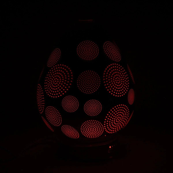 Silvrig Luftfuktare 3D Firework Aromalampa LED-ljus.