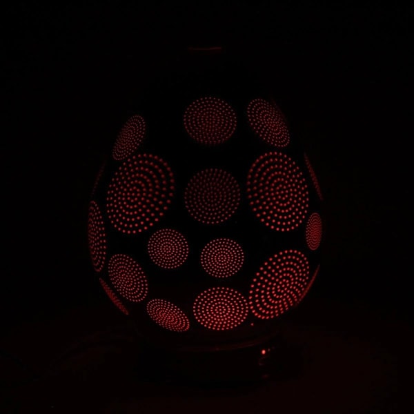 Silvrig Luftfuktare 3D Firework Aromalampa LED-ljus.