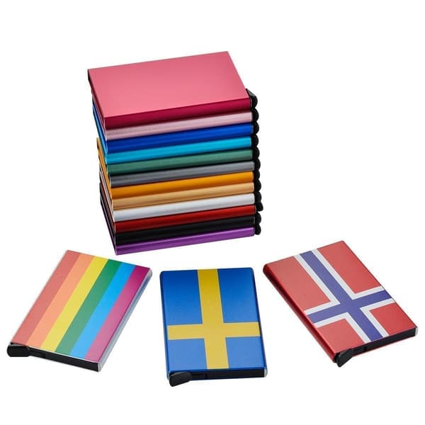Korthållare med RFID-skydd . Pop-up Röd