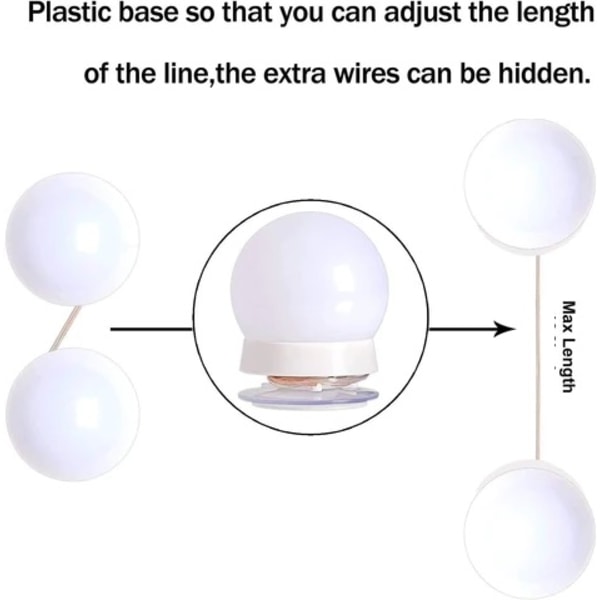 10st LED-lampor för Sminkspegel m Dimmer