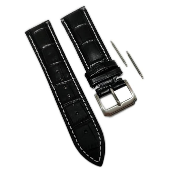 Äkta Läder Vattentätt Klockarmband i 20mm m 2 sprintar . Svart Svart