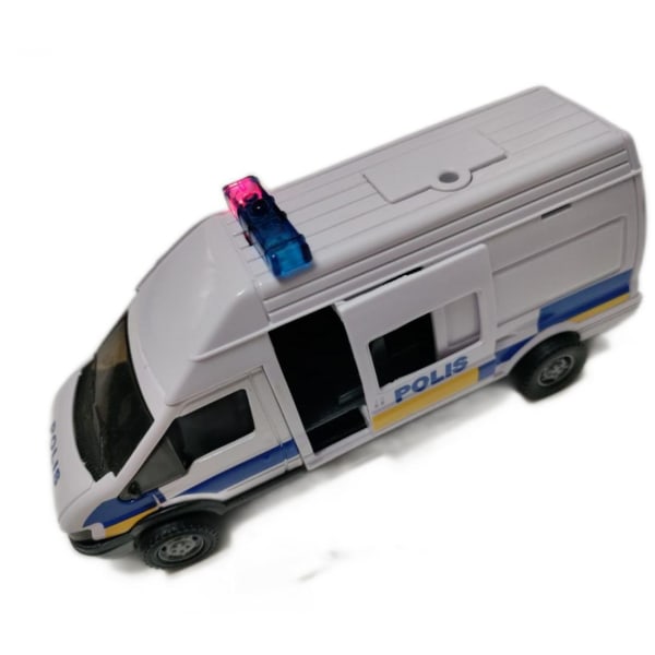 Pull-back politibus legetøjsvogn med lys og lyd