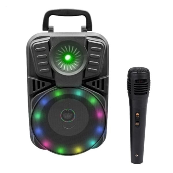 Bærbar karaoke Bluetooth-højttaler med indbygget batteri og mikrofon
