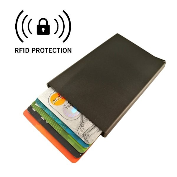 Smart korthållare skjuter Fram 5 kort - RFID Säker Svart
