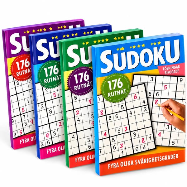 Sudokubok 4-Pack – 4 olika böcker, 200 sidor per bok