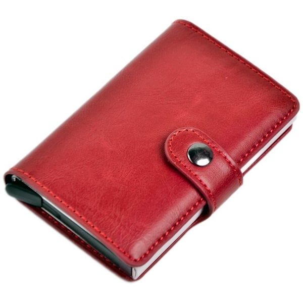 RFID-skydd Pop-up Korthållare m Jacka o Knapp Red