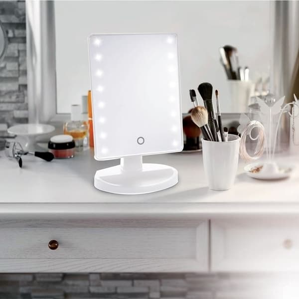 Justerbar Sminkspegel m LED . Vit Vit