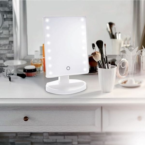 Justerbar Sminkspegel m LED . Vit White
