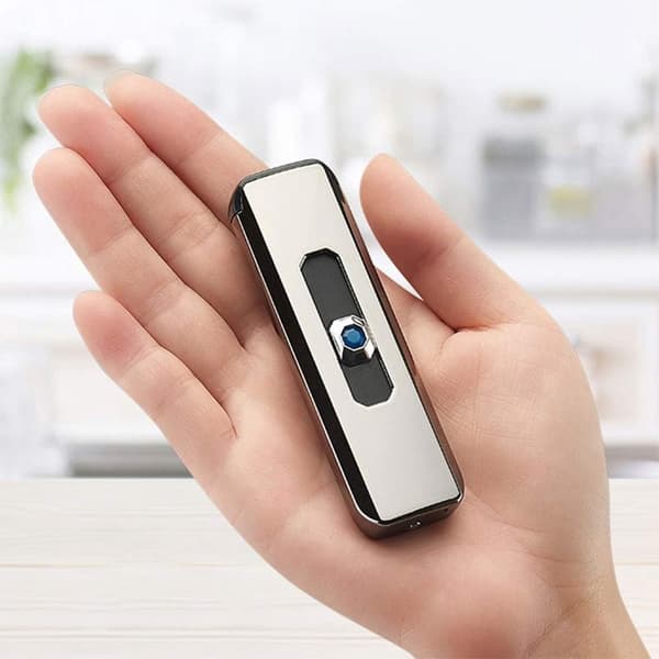 USB Uppladdningsbar Cigarettändare Vindskyddad m Presentförpackning – 5 Färger Silver grey