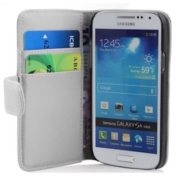 Fodral till Galaxy S4 MINI - CADORABO - Imiterat läder - Integrerat skydd - 360° flik - Magnetisk stängning Vit