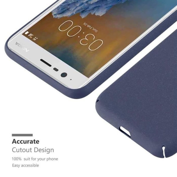Coque - CADORABO - Nokia 3 2017 - Hårdt Beskyttelse - Mat Design - Blå Farve Blå
