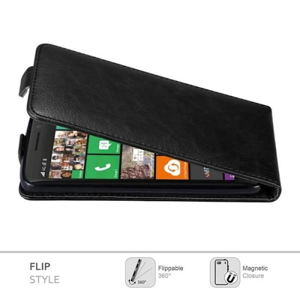 Skyddshus - CADORABO - Nokia Lumia 930 - Syntetläder Svart - Flip - Magnetstängning Svart