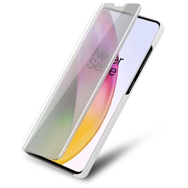 Etui för OnePlus 8 - CADORABO - AGATE ARGENT - Clear View - 360 graders skydd Silver agat