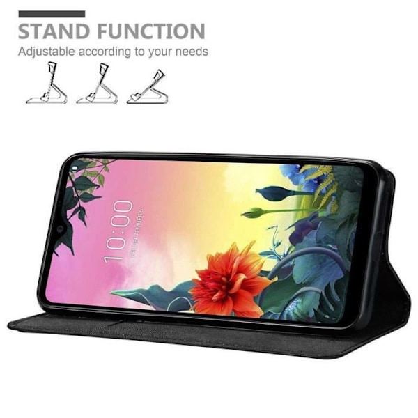 Coque - CADORABO - LG K50s - Simil läder Svart Natt - Magnetisk Stängning - Ställfunktion NATTSVART