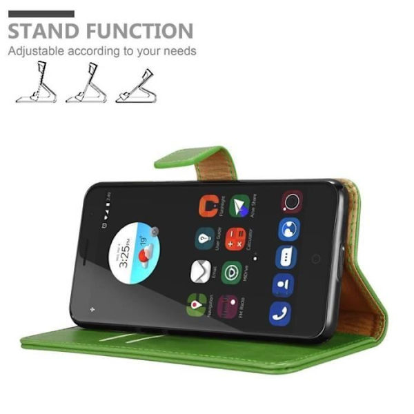 Fodral - CADORABO - ZTE Blade V7 - Läderimitation - Grön - Horisontell stativfunktion Grön