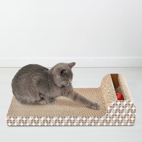 Intirilife Interaktiv skrapbräda för katter Brun wellpapp kattleksaker storlek 45,5 x 24,5 x 10,5 cm
