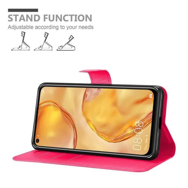 Fodral - CADORABO - Huawei P40 LITE/nova 7i - Läderimitation - Rosa - Stativfunktion Rosa