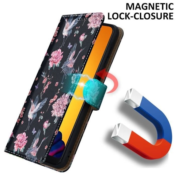Fodral för Huawei P20 LITE 2018 / NOVA 3E Fodral i Crane & Flowers nr. 9 Fodral Skydd Magnetisk stängning Plånbok