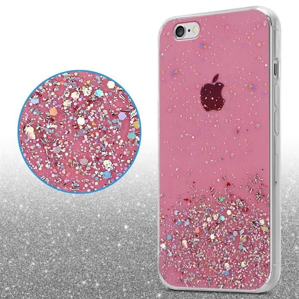 iPhone 6 / 6S Skal Rosa med Glitter Skydd Glittrande Design Ros