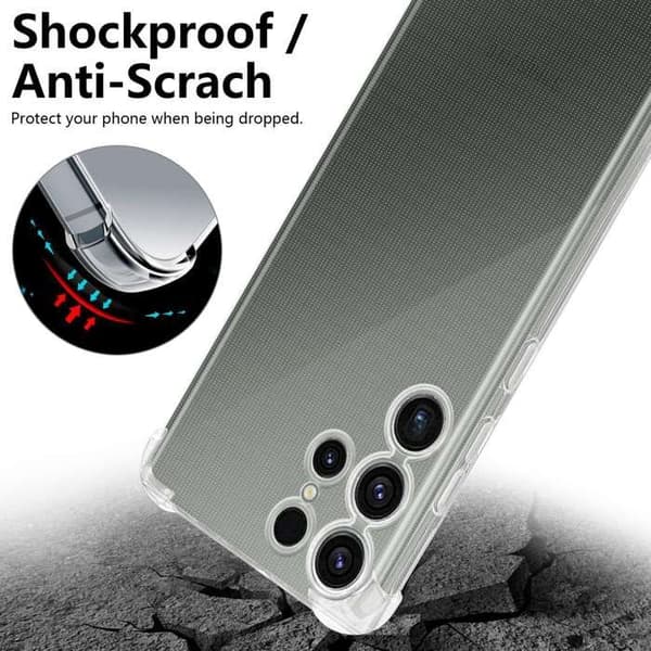 Transparent stötsäker silikonfodral för Samsung Galaxy S23 ULTRA Vit
