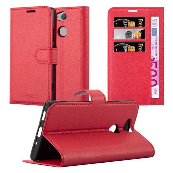 Coque för Sony Xperia XA2 Fodral i KIRSIKARÖD Etui Case Cover Skydd med magnetstängning Plånbok Röd