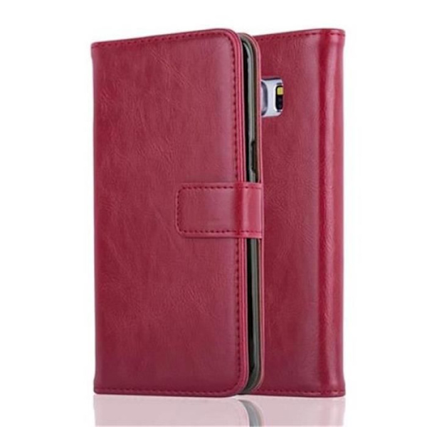 Samsung Galaxy S6 EDGE Fodral i CHERRY RED av Cadorabo (LYX Design) Helt skyddsfodral med flip flik och stativ